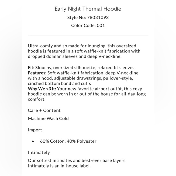 Free People - Early Night Thermal Hoodie - Medium - Washed Black - Picture 5 of 7